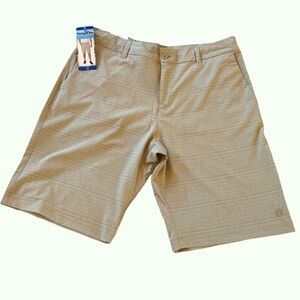 Hang Ten Tan Flat Front Performance Shorts Shorts Size 36 NWT
